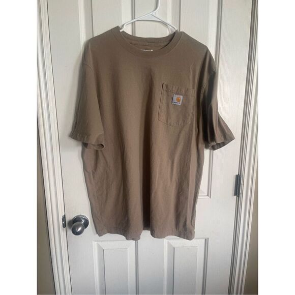 Carhartt Men's Tan Loose Fit Heavyweight Short Sleeve Pocket T-Shirt Size Large - Picture 15 of 15